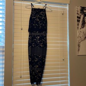 ASOS Navy and white lace wedding guest dress